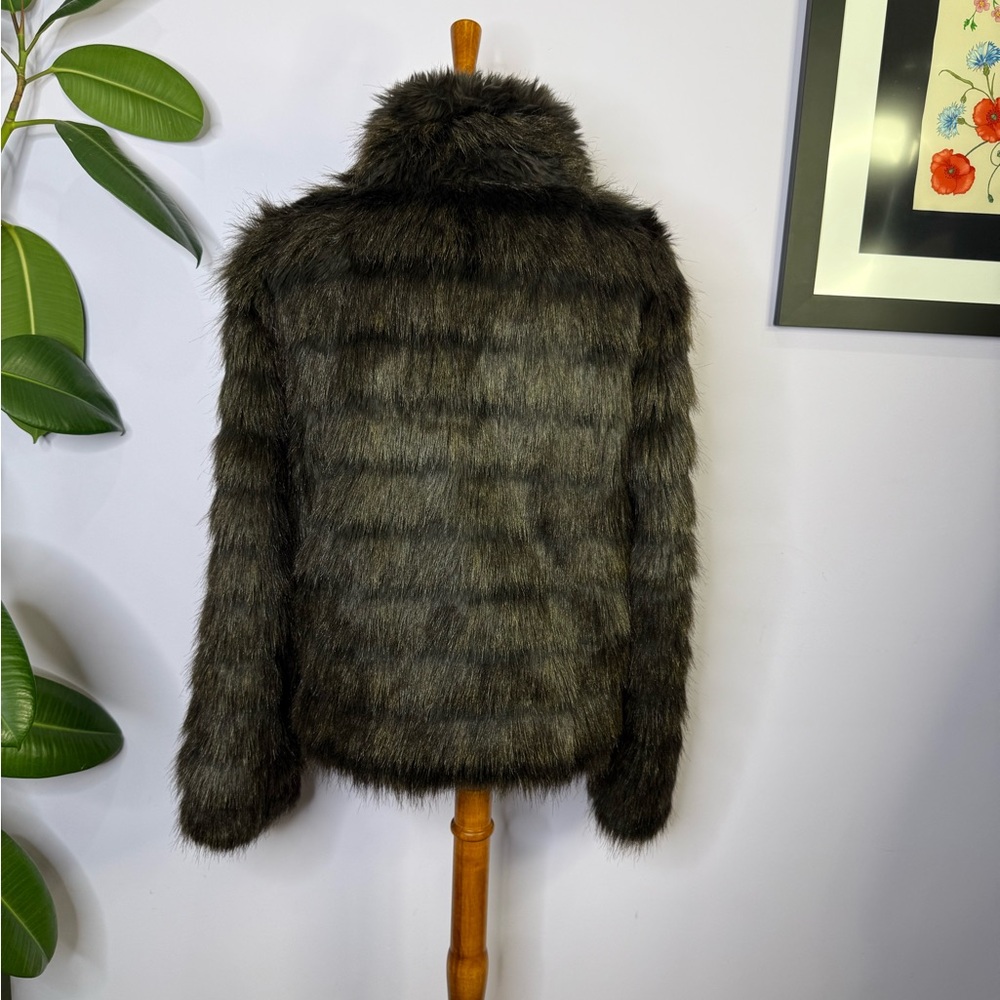 Betsey Johnson Vintage Y2K Black and Brown Faux Fur Coat - Picture 3 of 8